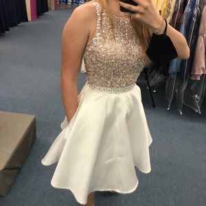 White and silver homecoming cocktail dress